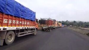 The road was blocked due to collision between container and trailer, passengers were evacuated through alternate routes