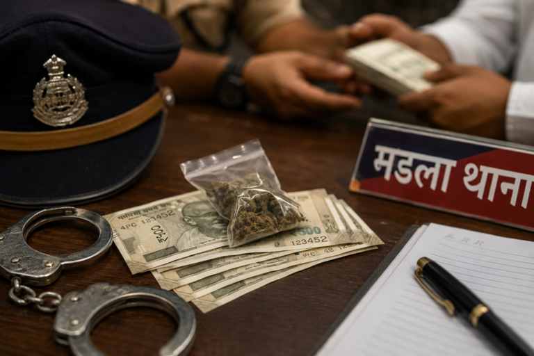 आरक्षकों ने व्यापारी की कार में रखा गांजा, मामला निपटाने के नाम पर 1 लाख रुपए वसूले मडला थाना प्रभारी समेत 3 पुलिसकर्मी निलंबित, व्यापारी की कार में गांजा रखकर 1 लाख वसूली का आरोप