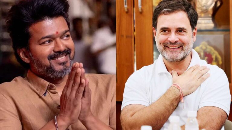 तमिलनाडु विधानसभा चुनाव 2026 में TVK के मजबूत प्रदर्शन से राज्य की राजनीति में हलचल तेज हो गई है। थलापति विजय को राहुल गांधी ने फोन कर बधाई दी, जिससे नए राजनीतिक समीकरणों की अटकलें बढ़ गई हैं।